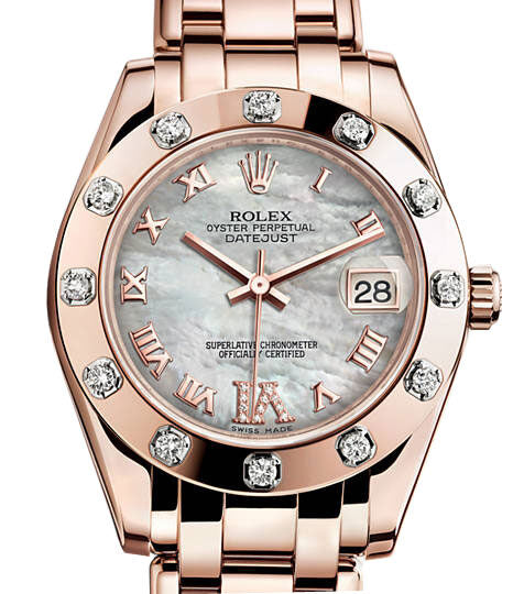 Rolex Lady-Datejust Pearlmaster Mother Of Pearl Dial 18K Everose Gold Automatic Ladies Watch #81315MDPM - Watches of America