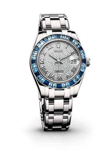 Rolex Lady-Datejust Pearlmaster Diamond Pave Dial 18K White Gold Automatic Ladies Watch #81349CRRPM - Watches of America