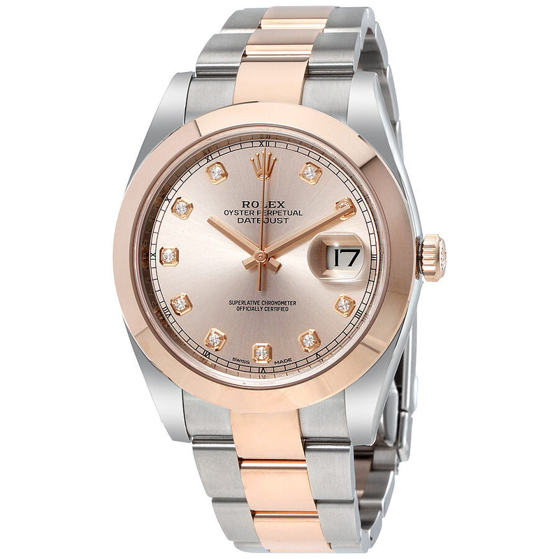 Rolex Datejust Sundust Diamond Dial Steel and 18K Everose Gold Men's Watch #126301SNDO - Watches of America