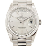 Rolex Day-Date 36 Automatic Silver Dial 18kt White Gold President Watch #128239SSP - Watches of America #2