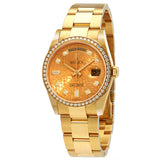 Rolex Day-Date 36  Champagne Jubilee Dial Automatic Diamond Ladies 18kt Yellow Gold Oyster Watch #118348CJDO - Watches of America