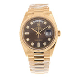 Rolex Day-Date 36 Dark Grey Diamond Dial 18kt Yellow Gold President Watch #128238GYDP - Watches of America #2