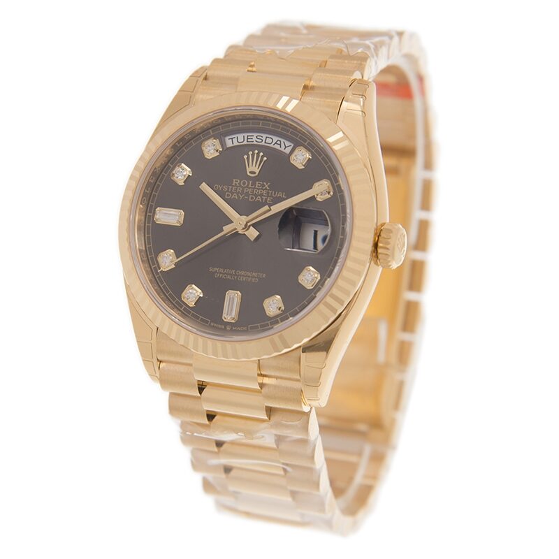 Rolex Day-Date 36 Dark Grey Diamond Dial 18kt Yellow Gold President Watch #128238GYDP - Watches of America #3