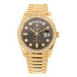 Rolex Day-Date 36 Dark Grey Diamond Dial 18kt Yellow Gold President Watch #128348GYDP - Watches of America #3