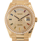 Rolex Day-Date 36 Diamond Pave Dial 18kt Yellow Gold President Watch #128348DSP - Watches of America