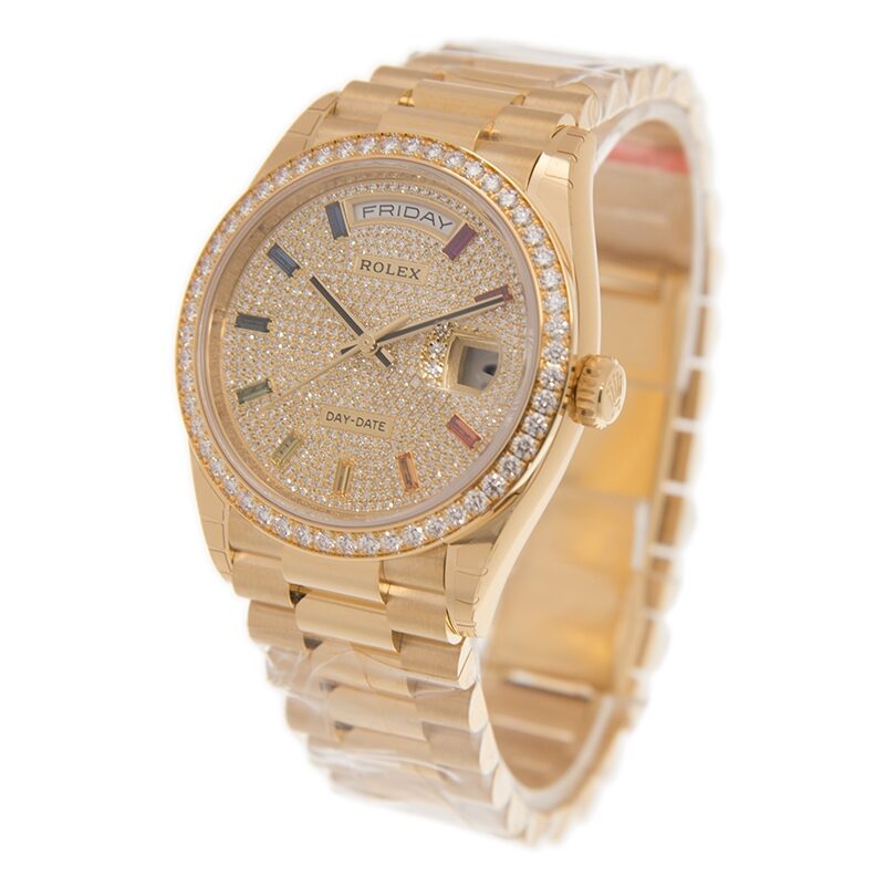 Rolex Day-Date 36 Diamond Pave Dial 18kt Yellow Gold President Watch #128348DSP - Watches of America #3