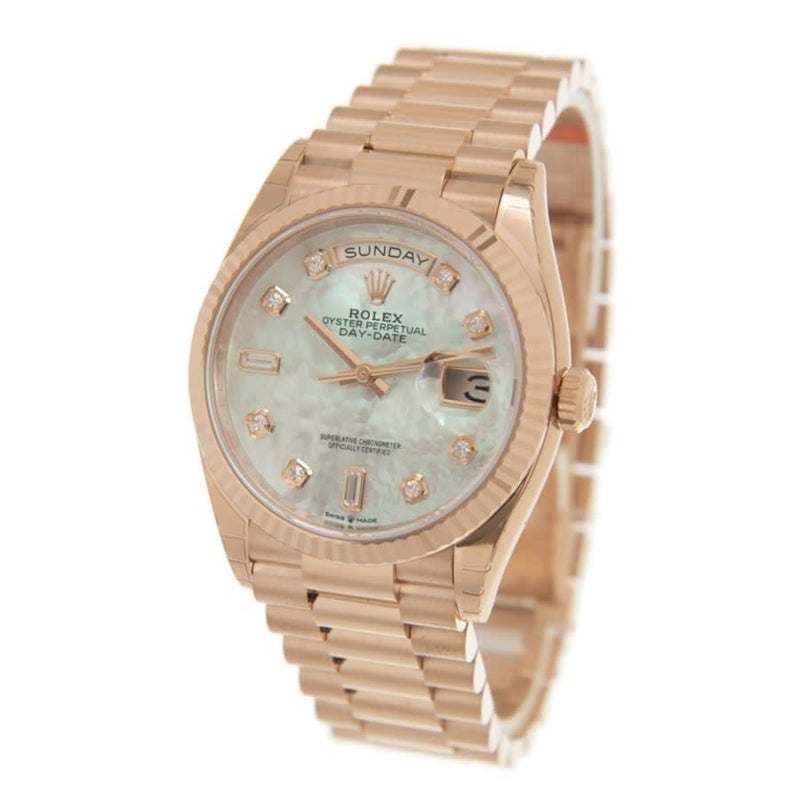 Rolex Day-Date 36 Mother of Pearl Diamond Dial Automatic 18kt Everose Gold President Watch #128235MDP - Watches of America #4
