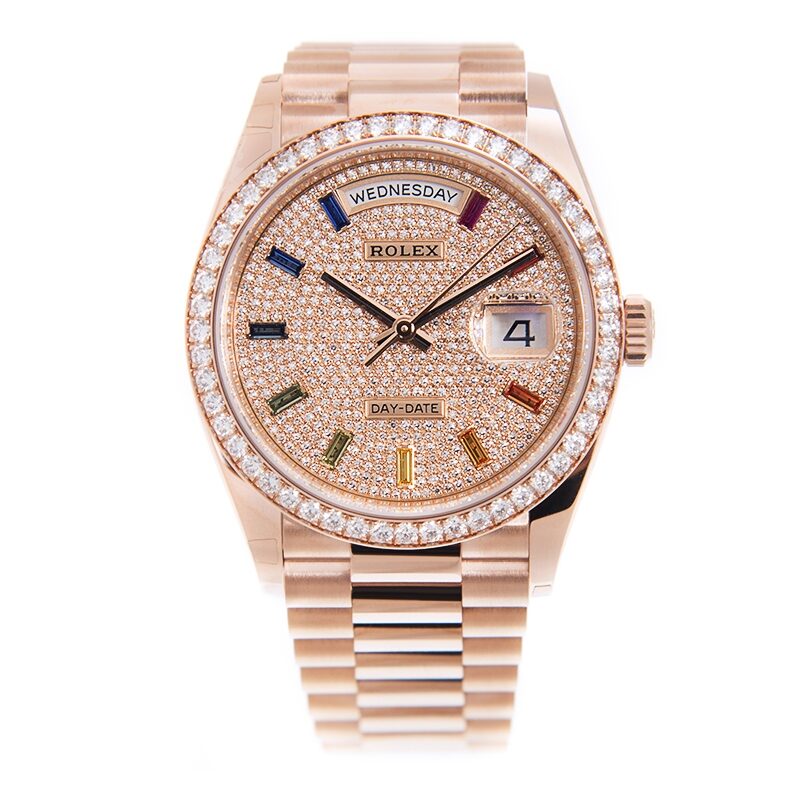 Rolex Day-Date 36 Paved Dial Automatic 18kt Everose Gold President Watch #128345DSP - Watches of America #2