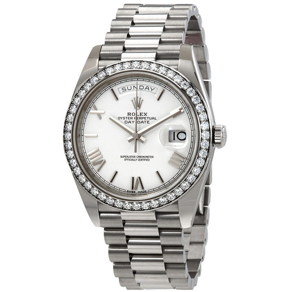Rolex Day-Date 40 Automatic Diamond White Dial Men's President Watch #228349WRP - Watches of America