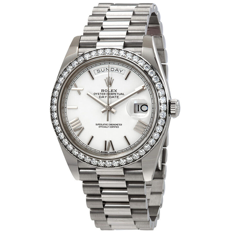 Rolex Day-Date 40 Automatic Diamond White Dial Men's President Watch #228349WRP - Watches of America
