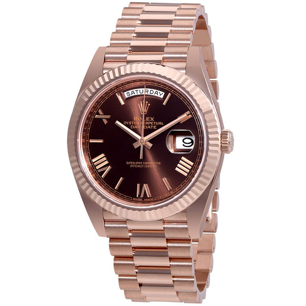 Rolex Day-Date 40 Chocolate Dial 18K Everose Gold President Automatic Men's Watch #228235CHRP - Watches of America