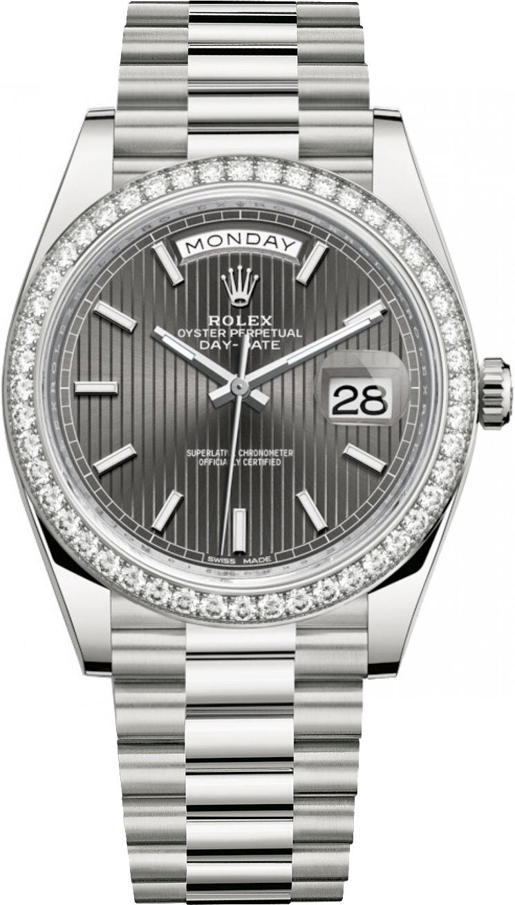 Rolex Day Date 40 Dark Rhodium Dial Automatic Men's 18kt White Gold Watch #228349DRSP - Watches of America