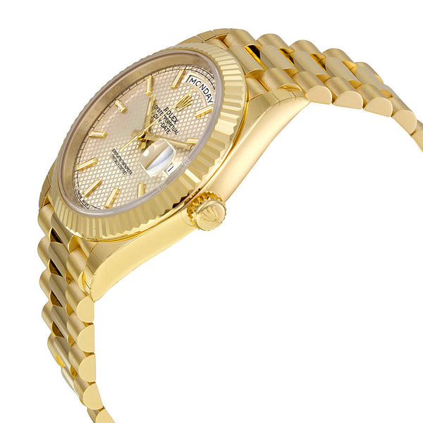 Rolex Day-Date 40 Silver Diagonal Motif Dial 18K Yellow Gold President Automatic Men's Watch #228238SSP - Watches of America #2