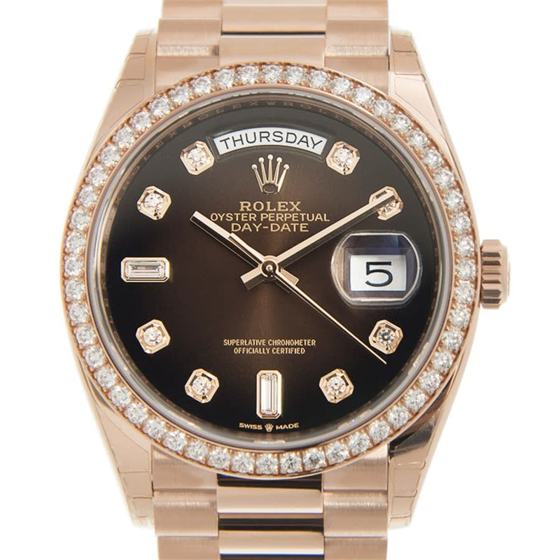 Rolex Day-Date Automatic Chronometer Diamond Brown Dial Ladies Watch 128345RBR#128345CHDP - Watches of America #2