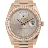 Rolex Day-Date Automatic Chronometer Diamond Pink Dial Watch 228345rbr-0007#228345 PDP - Watches of America