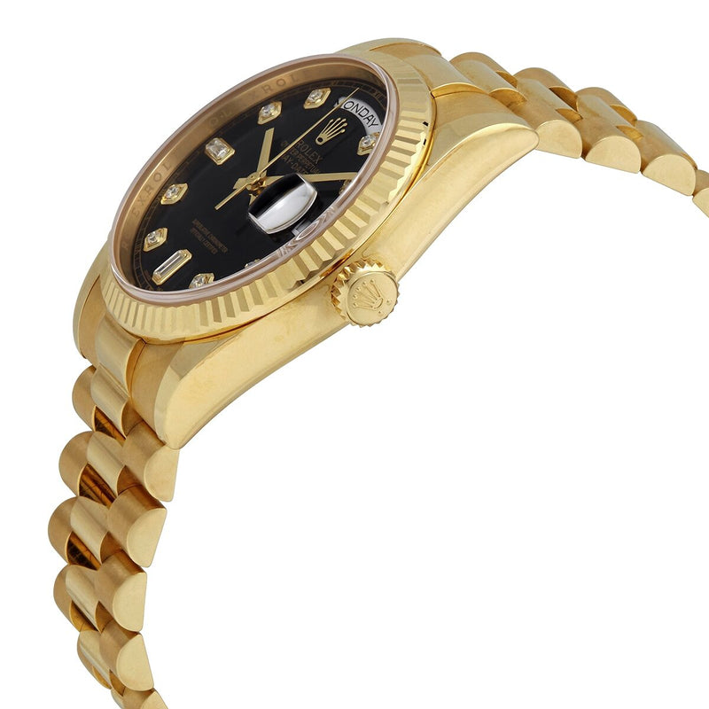 Rolex Day-Date Black Dial 18K Yellow Gold President Automatic Men's Watch #118238BKDP - Watches of America #2