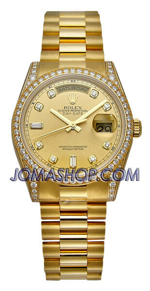 Rolex Day-Date Champagne Dial 18K Yellow Gold President Automatic Men's Watch #118388CDP - Watches of America