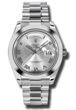 Rolex Day-Date II Rhodium Dial Platinum President Automatic Men's Watch #218206RRP - Watches of America