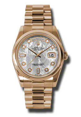 Rolex Day-Date Meteorite Dial 18K Everose Gold President Automatic Men's Watch #118205MTDP - Watches of America