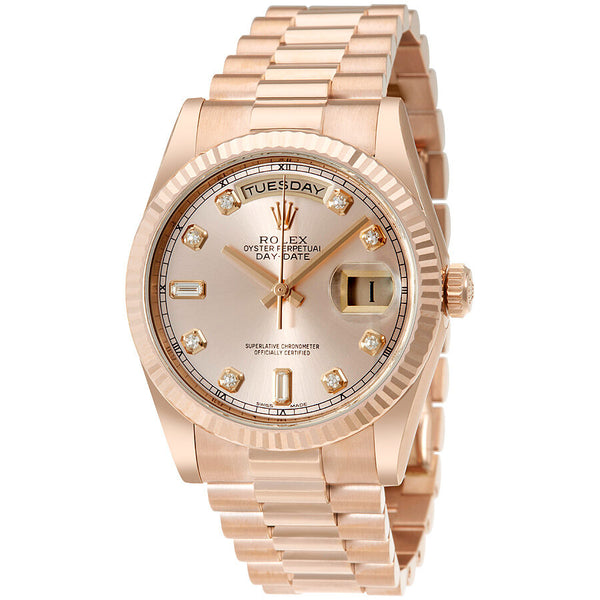 Rolex Day-Date Pink Dial 18K Everose Gold President Automatic Men's Watch #118235PDP - Watches of America