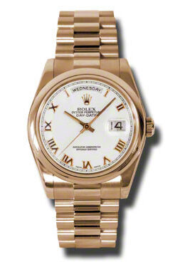 Rolex Day-Date White Dial 18K Everose Gold President Automatic Men's Watch #118205WRP - Watches of America