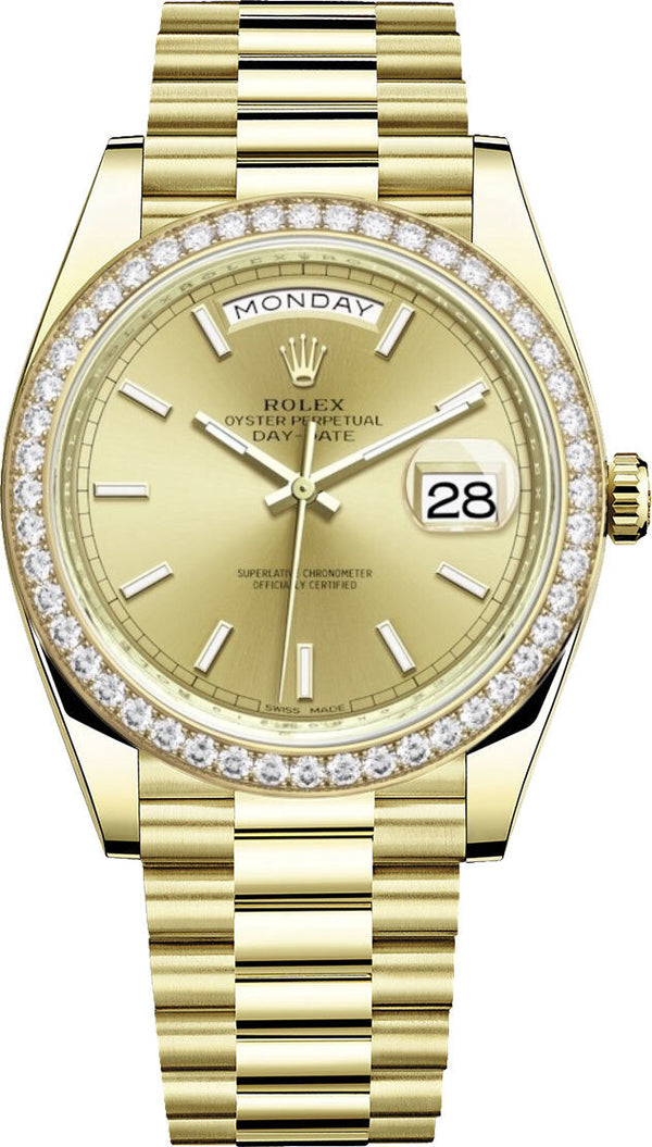 Rolex Day-Date 40 Automatic Champagne Dial Men's 18kt Yellow Gold President Watch #228348CSP - Watches of America