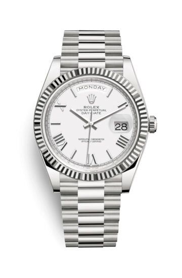 Rolex Day-Date 40 White Dial Automatic Men's 18kt White Gold President Watch #228239WRP - Watches of America