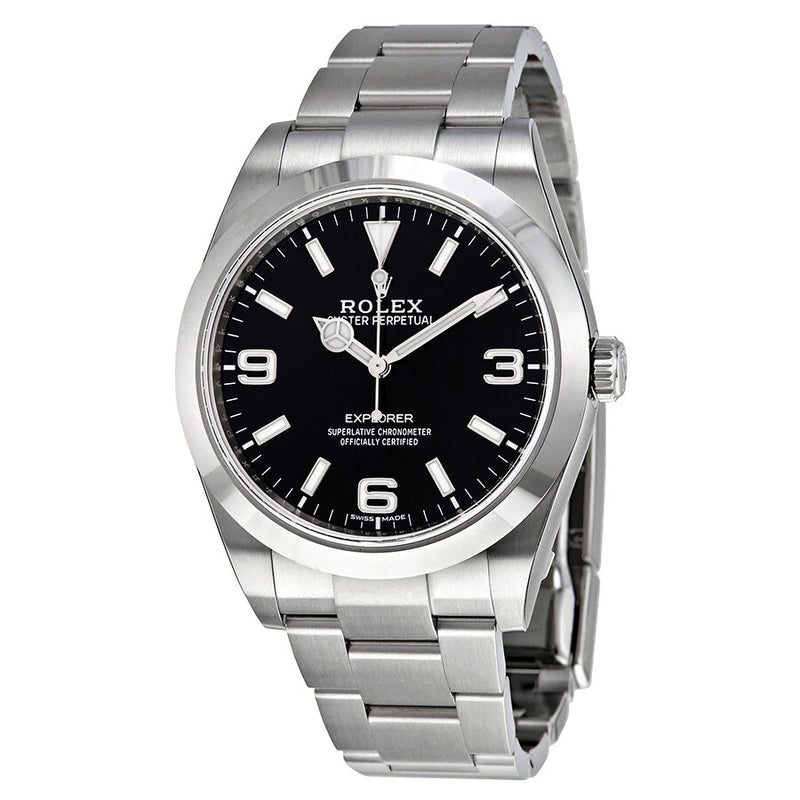 Rolex Explorer Black Dial Stainless Steel Oyster Bracelet Automatic Men's Watch 214270BKASO#m214270-0003 - Watches of America