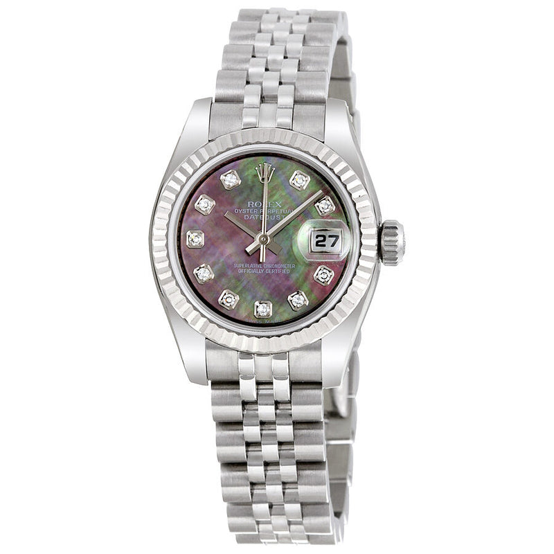 Rolex Lady Datejust 26 Black Mother of Pearl Dial Stainless Steel Jubilee Bracelet Automatic Watch #179174BMDJ - Watches of America