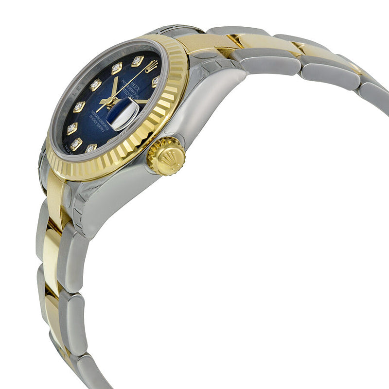 Rolex Lady Datejust 26 Blue Vignette Dial Stainless Steel and 18K Yellow Gold Oyster Bracelet Automatic Watch #179173BLVDO - Watches of America #2