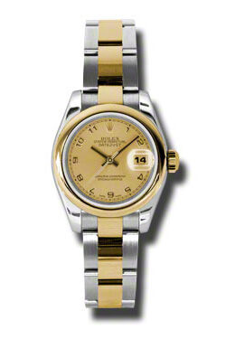 Rolex Lady Datejust 26 Champagne Dial Stainless Steel and 18K Yellow Gold Oyster Bracelet Automatic Watch #179163CAO - Watches of America