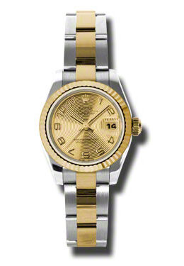 Rolex Lady Datejust 26 Champagne Dial Stainless Steel and 18K Yellow Gold Oyster Bracelet Automatic Watch #179173CCAO - Watches of America