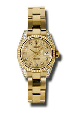 Rolex Lady Datejust 26 Champagne Dial 18K Yellow Gold Oyster Bracelet Automatic Watch #179238CJDO - Watches of America