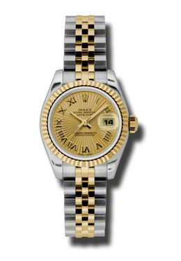 Rolex Lady Datejust 26 Champagne Sunburst Dial Stainless Steel and 18K Yellow Gold Jubilee Bracelet Automatic Watch #179173CSBRJ - Watches of America