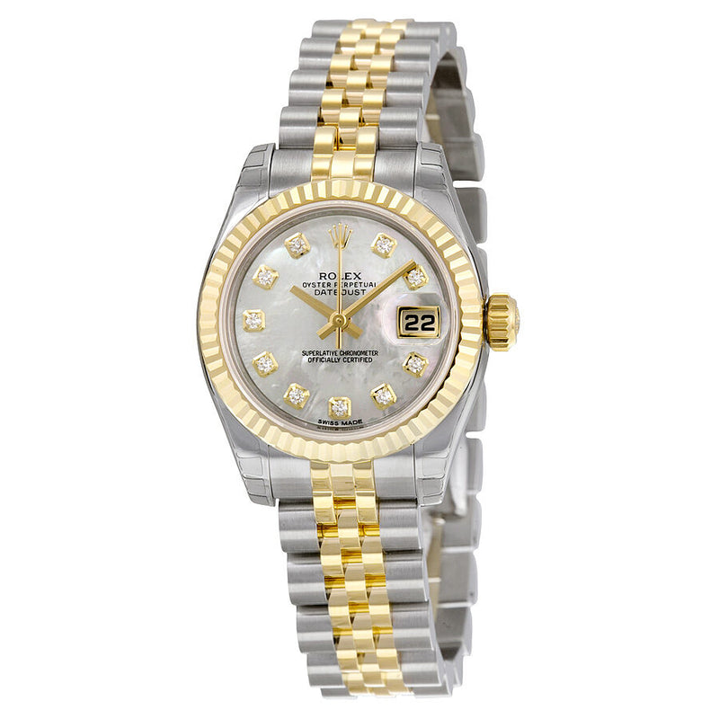 Rolex Lady Datejust 26 Mother of Pearl With 10 Dial Stainless Steel and 18K Yellow Gold Jubilee Bracelet Automatic Watch #179173MDJ - Watches of America