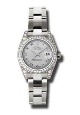 Rolex Lady Datejust 26 Silver Dial 18K White Gold Oyster Bracelet Automatic Watch #179159SRO - Watches of America