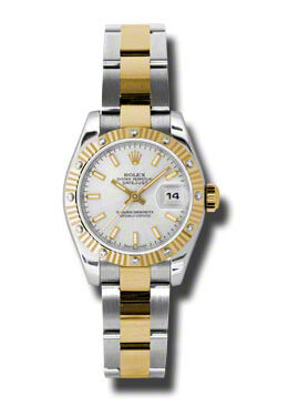 Rolex Lady Datejust 26 Silver Dial Stainless Steel and 18K Yellow Gold Oyster Bracelet Automatic Watch #179313SSO - Watches of America