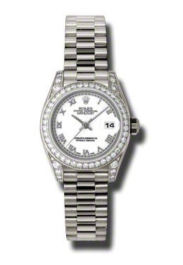 Rolex Lady-Datejust 26 White Dial 18K White Gold President Automatic Ladies Watch #179159WRP - Watches of America