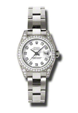 Rolex Lady Datejust 26 White Dial 18K White Gold Oyster Bracelet Automatic Watch #179159WDO - Watches of America