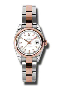 Rolex Lady Datejust 26 White Dial Stainless Steel and 18K Everose Gold Oyster Bracelet Automatic Watch #179161WSO - Watches of America