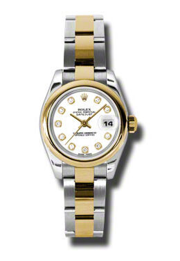 Rolex Lady Datejust 26 White Dial Stainless Steel and 18K Yellow Gold Oyster Bracelet Automatic Watch #179163WDO - Watches of America