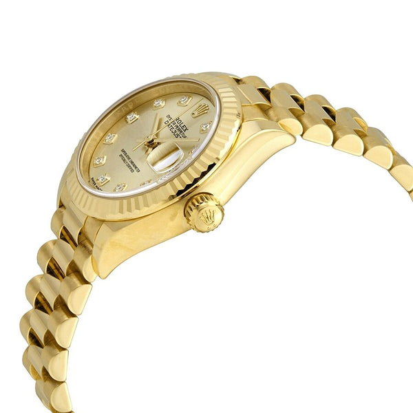 Rolex Lady-Datejust 28 Champagne Dial 18K Yellow Gold President Automatic Ladies Watch #279178CDP - Watches of America #2
