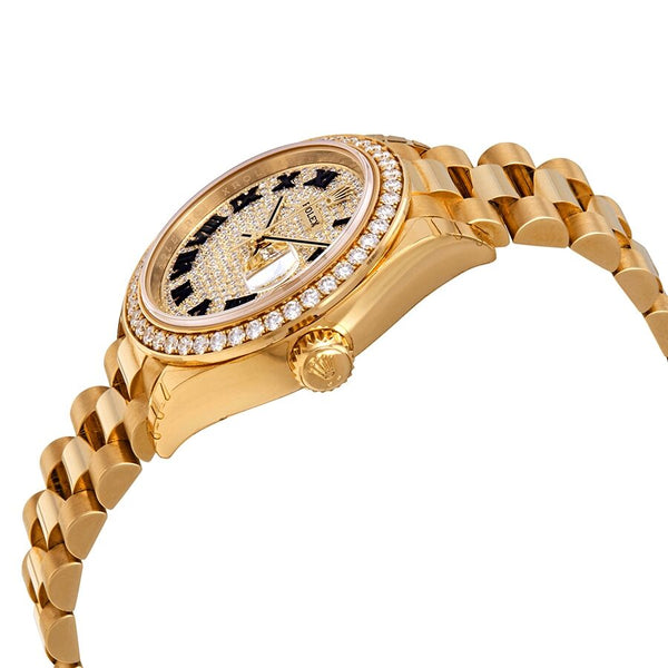 Rolex Lady-Datejust 28 Diamond-paved Dial Automatic Ladies 18kt Yellow Gold President Watch #279138DRP - Watches of America #2