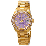 Rolex Lady-Datejust 28 Liliac Dial 18K Yellow Gold President Automatic Ladies Watch #279138LISRDP - Watches of America