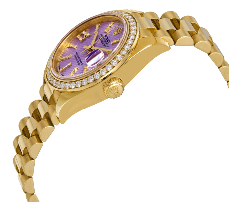 Rolex Lady-Datejust 28 Liliac Dial 18K Yellow Gold President Automatic Ladies Watch #279138LISRDP - Watches of America #2