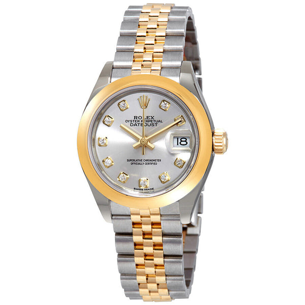 Rolex Lady Datejust 28 Silver Dial Steel and 18K Yellow Gold Jubilee Watch #279163SDJ - Watches of America