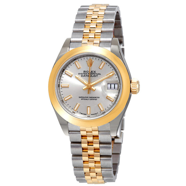 Rolex Lady Datejust 28 Silver Dial Steel and 18K Yellow Gold Jubilee Watch #279163SSJ - Watches of America