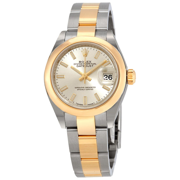 Rolex Lady Datejust 28 Silver Dial Steel and 18K Yellow Gold Oyster Watch #279163SSO - Watches of America