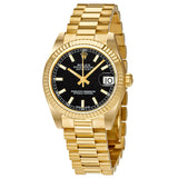 Rolex Lady-Datejust 31 Black Dial 18K Yellow Gold President Automatic Ladies Watch #178278BKSP - Watches of America