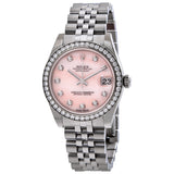 Rolex Lady Datejust 31 Pink Mother of Pearl Diamond Dial Steel and 18K White Gold Watch #178384PMDJ - Watches of America